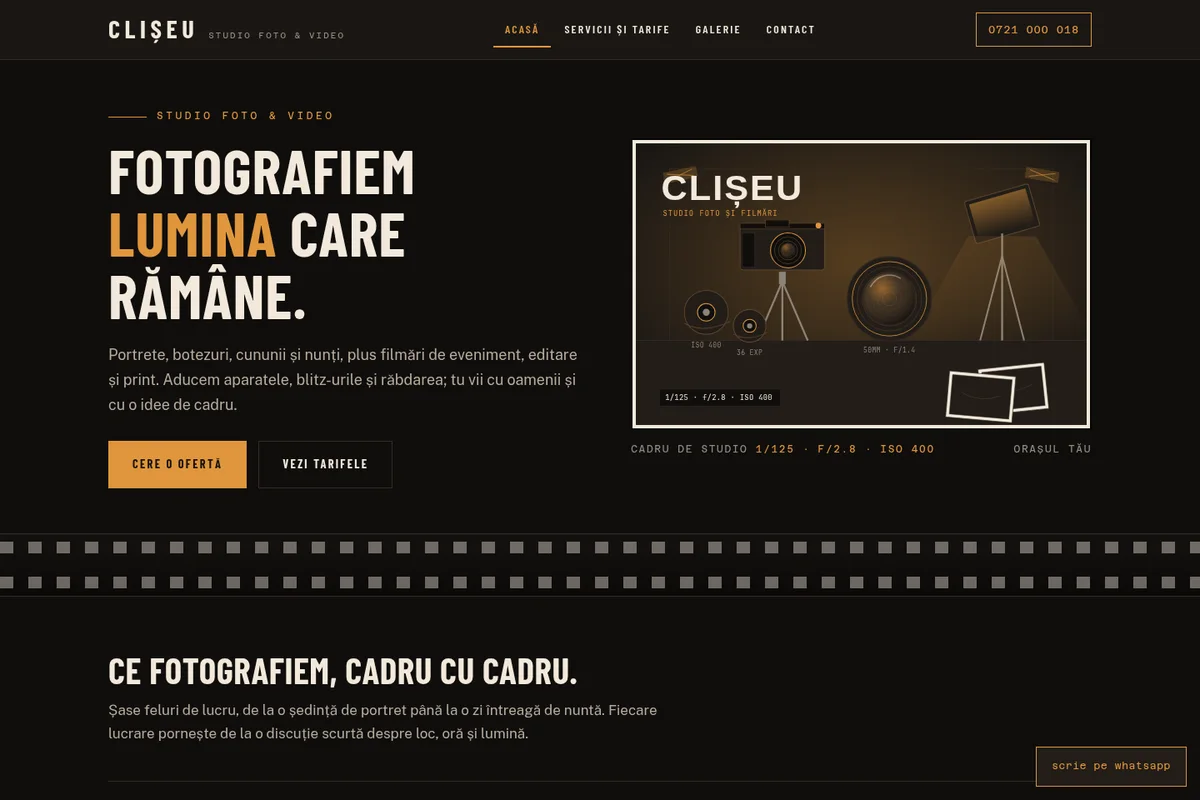 Pagina Acasă a machetei CLIȘEU