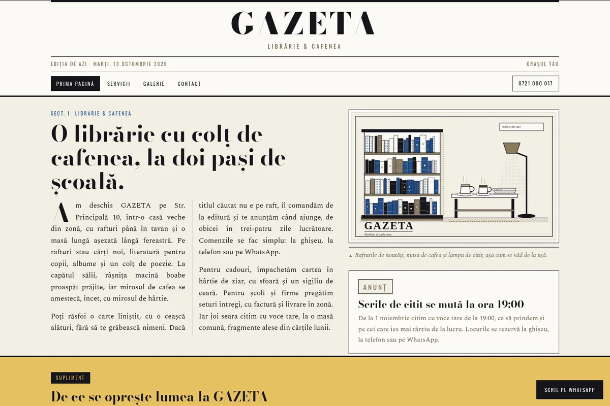 Pagina Acasă a machetei GAZETA
