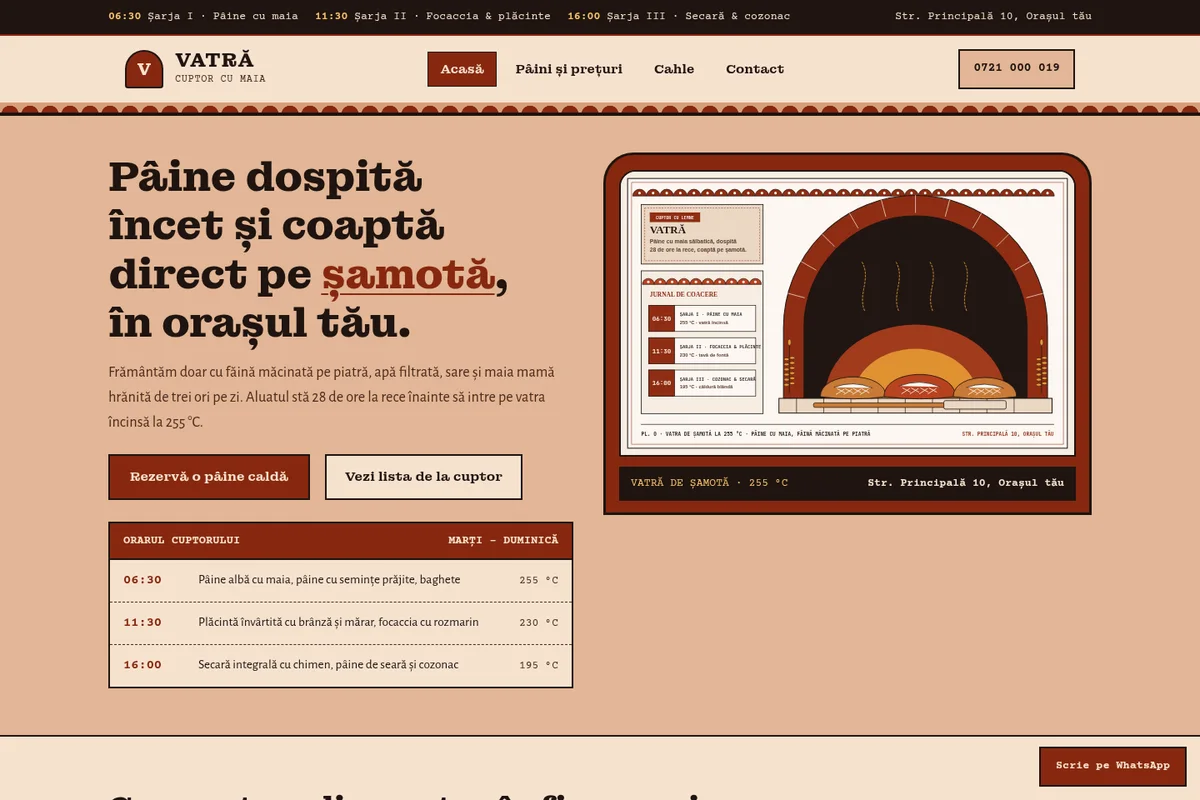 Pagina Acasă a machetei VATRĂ